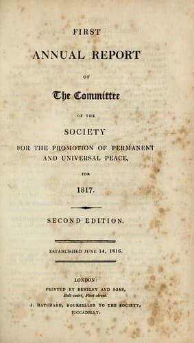 Annual report of the Committee of the Society for the Promotion of Permanent and Universal Peace