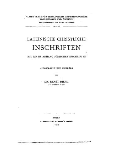 Lateinische christliche Inschriften mit einem Anhang jüdischer Inschriften