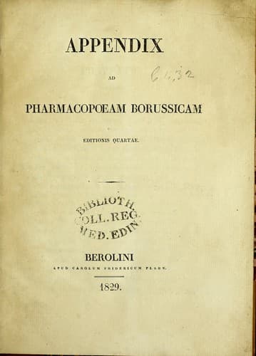 Appendix ad pharmacopoeam Borussicam