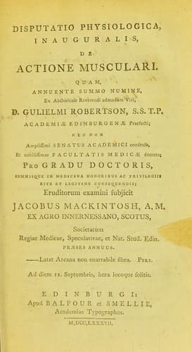 Disputatio physiologica, inauguralis, de actione musculari ...