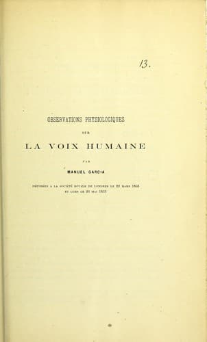 Observations physiologiques sur la voix humaine