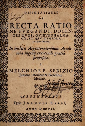 Disputationes de recta ratione purgandi, docentes quos, quibus pharmacis, et quo tempore, purgare deceat ...