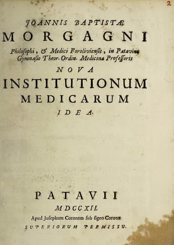 Joannis Baptistae Morgagni Nova institutionum medicarum idea