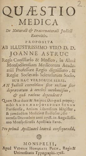 Quaestio medica de naturali & praeternaturali judicii exercitio