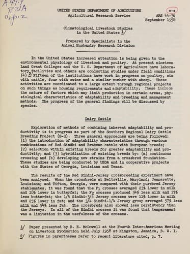 Climatological livestock studies in the United States