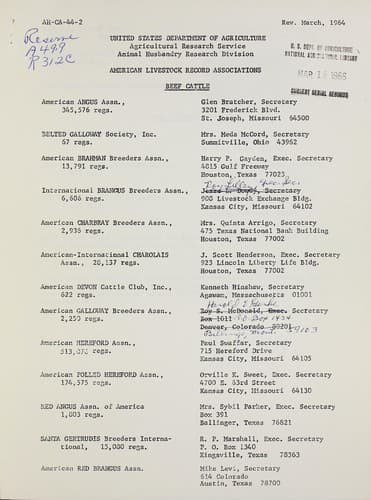 American livestock record associations