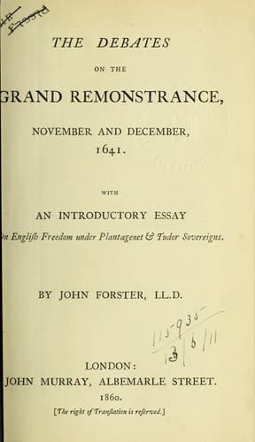The debates on the grand remonstrance, November and December, 1641