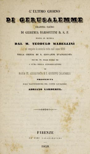 L'ultimo giorno di gerusalemme / Geremia Barsottini, music by Teodulo Mabellini