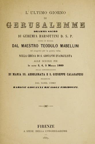 L'ultimo giorno di gerusalemme, dramma sacro