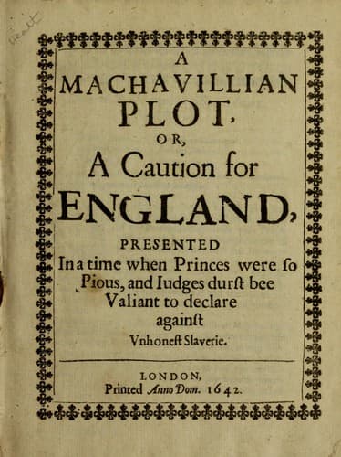 A machavillian plot, or, A caution for England