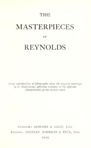 The masterpieces of Reynolds, 1723-1792