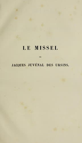 Missel de Jacques Juvenal des Ursins