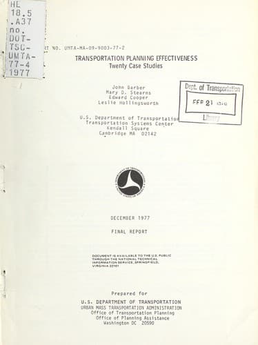 Transportation planning effectiveness