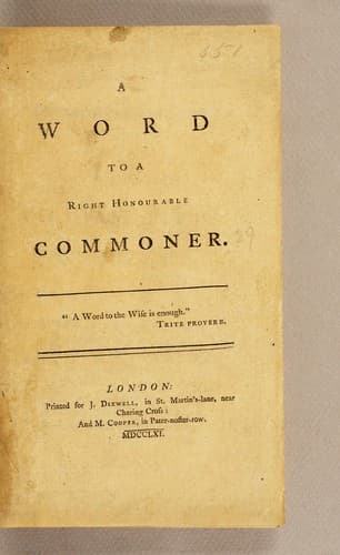 A word to a right honourable commoner