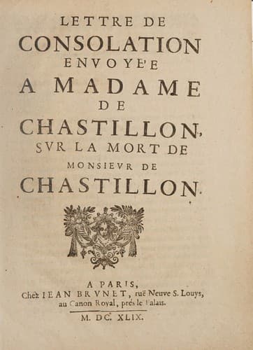 Lettre de consolation envoyée a madame de Chastillon