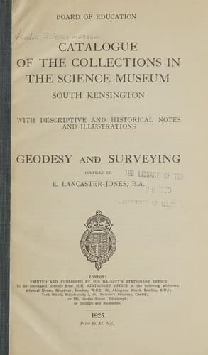 Catalogue of the collections in the Science museum, South Kensington