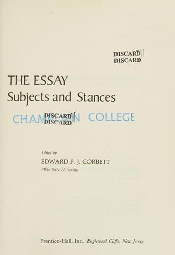 The essay; subjects and stances