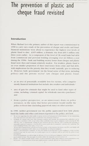 The prevention of plastic and cheque fraud revisited