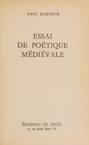 Essai de poetique médiévale