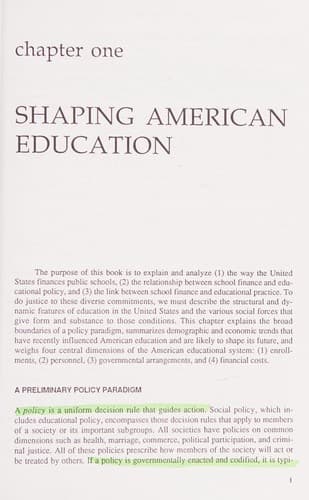 School finance and education policy