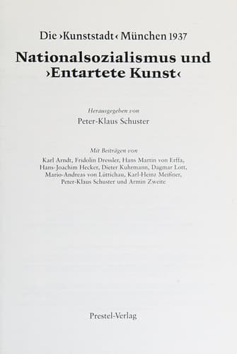 Nationalsozialismus Und "Entartete Kunst"