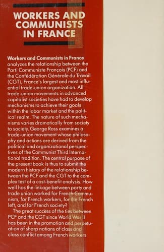 Workers and Communists in France from popular front to Eurocommunism