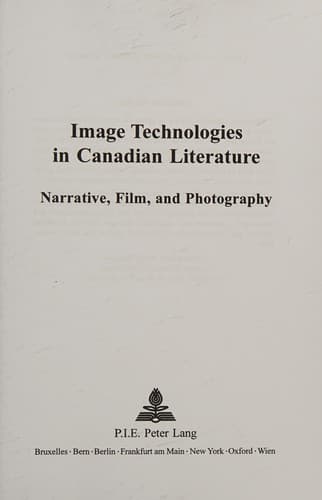 Image technologies in Canadian literature