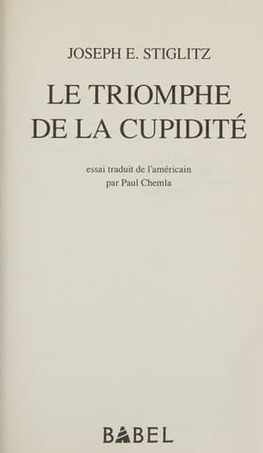 Le triomphe de la cupidité
