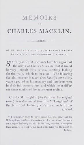 Memoirs of Charles Macklin, comedian