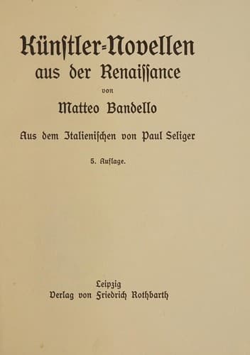 Künstler-Novellen aus der Renaissance