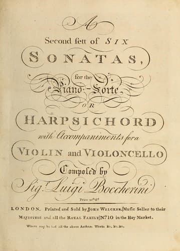A second sett of six sonatas for the piano-forte or harpsichord with accompaniments for a violin and violoncello