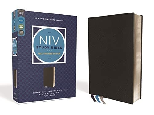 NIV Study Bible, Fully Revised Edition, Genuine Leather, Calfskin, Black, Red Letter, Comfort Print