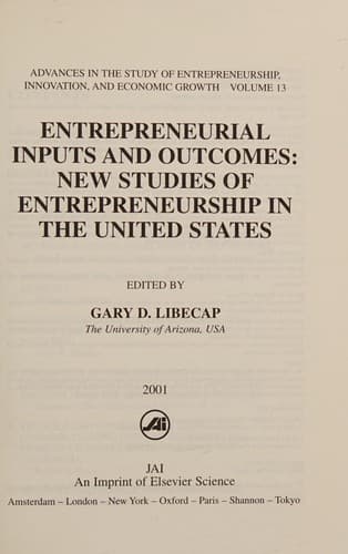 Entrepreneurial inputs and outcomes