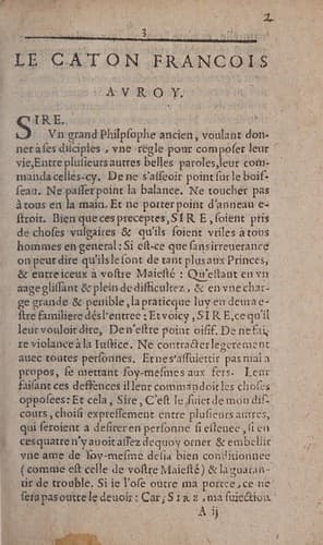 Le caton frnancois [sic] au roy