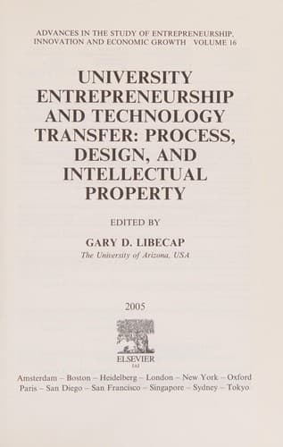 University entrepreneurship and technology transfer