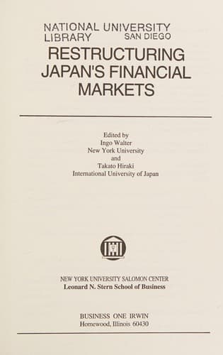 Restructuring Japan's financial markets
