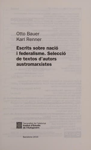 Escrits sobre nació i federalisme. Selecció de textos d'autors austromarxistes
