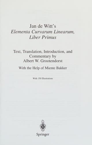 Jan de Witt's Elementa curvarum linearum, liber primus