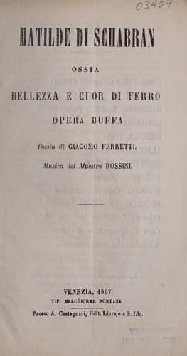 Matilde di Schabran, ossia, Bellezza e cuor di ferro