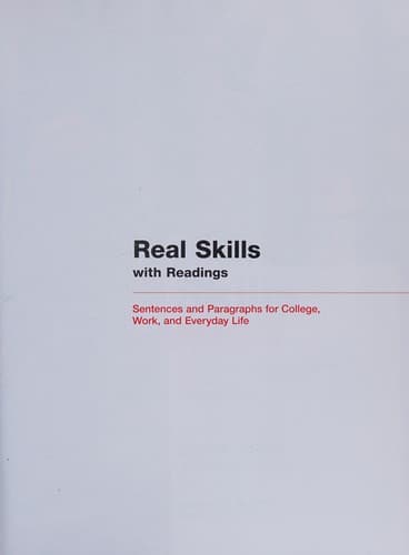 Instructor's Annotated Edition Real Skills with Readings (Instructor's Annotated Edition, Real Skills with Readings, Sentences and Paragraphs for College, Work, and Everyday Life)