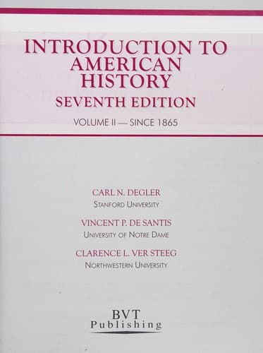 Introduction to American History Volume 2 Since 1865 Seventh Edition