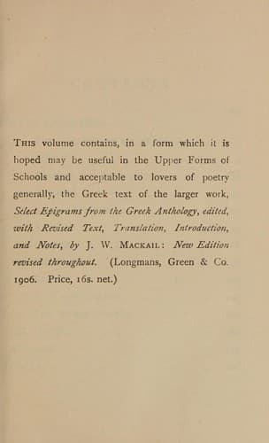 Select Epigrams from the Greek Anthology