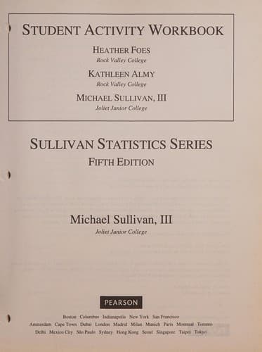 Student Activities Manual and Workbook for the Sullivan Statistics Series