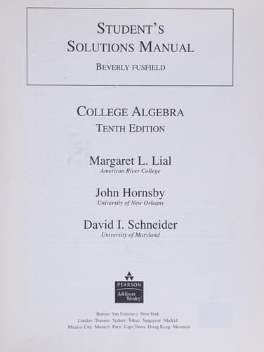 Student's Solutions Manual for College Algebra