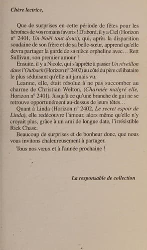 Un réveillon dans l'Outback - Le secret espoir de Linda (Horizon t. 2402)