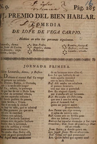 El premio del bien hablar. Comedia