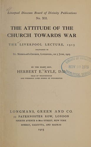 The attitude of the church towards war