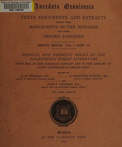 Biblical and patristic relics of the Palestinian Syriac literature