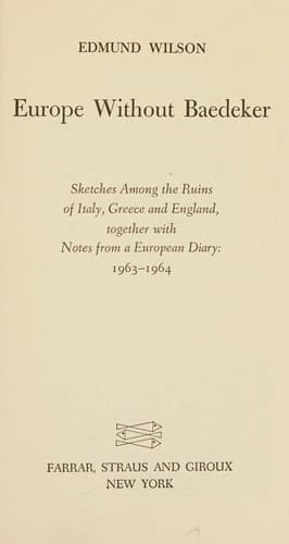 Europe Without Baedeker. First Revised Edition