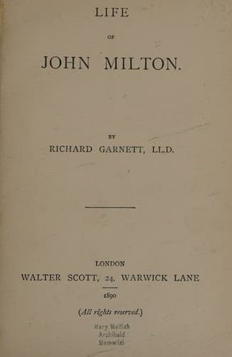 Life of John Milton (Great Writers Series)